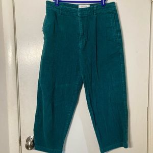 Turquoise cropped thick corduroy skater pants